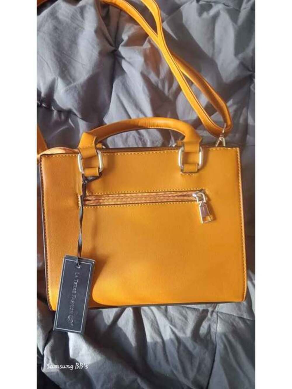 NWT LA TERRE FASHION Mustard Yellow Top Handle Handbag NWT